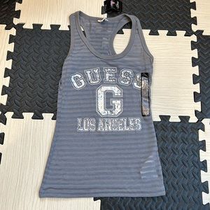 Guess Los Angeles Stone, gray gemmed, see-through, tank top size extra small NWT